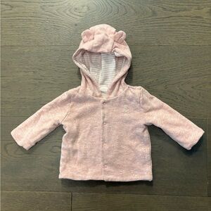 Baby gap pink reversible cotton hoodie retail $55 NWT 0-3M